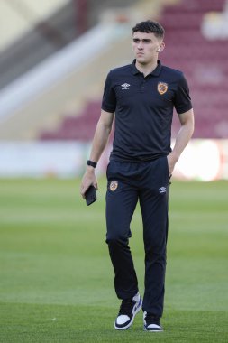 Callum Jones #28 of Hull City inspects the pitch before the game 