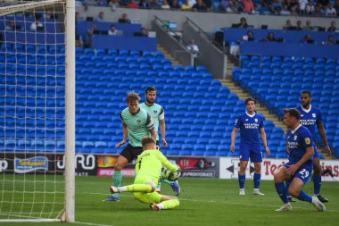 Josh Griffiths #1 of Portsmouth, makes the save