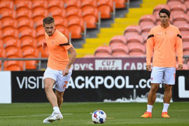 Callum Connolly #2 of Blackpool during the pre-game warmup