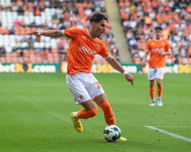 Theo Corbeanu #25 of Blackpool in action during the game