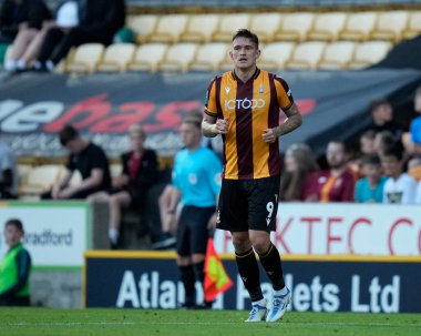 Andy Cook #9 of Bradford City scorer of both goals in his sides shock 2-1 win over championship Hull City 