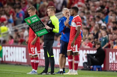 Marcus Forss #21 of Middlesbrough and Chuba Akpom #29 of Middlesbrough both come on in the second half 