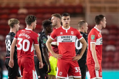 A dejected Isaiah Jones #35 of Middlesbrough at full time 