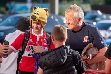 Chris Wilder manager of Middlesbrough arrives at The Riverside Stadium and has his picture taken with the awaiting supporters 