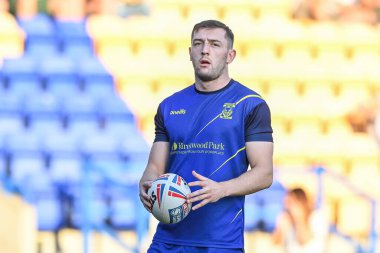 Jake Wardle #34 of Warrington Wolves during pre match warm up