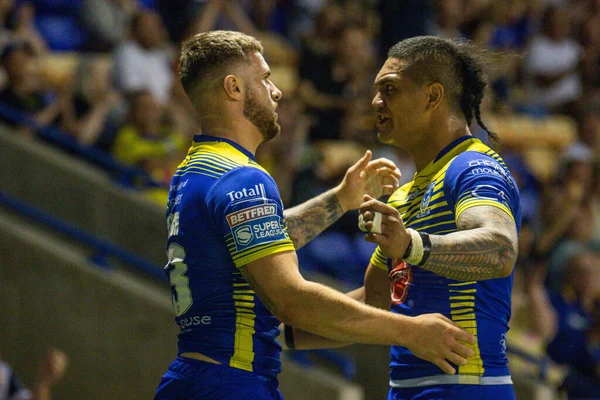 Connor Wrench Warrington Wolves Celebrates His Try — Stock fotografie