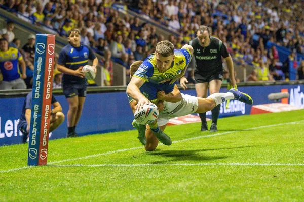 Connor Wrench Warrington Wolves Scores Try — Stock fotografie