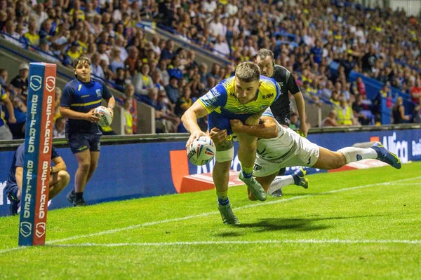 Connor Wrench Warrington Wolves Scores Try — Stock Photo, Image
