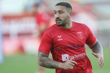 Elliot Minchella #17 of Hull KR during pre-game warm up