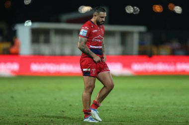 A dejected Elliot Minchella #17 of Hull KR after the final whistle