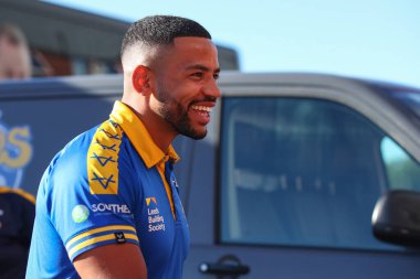 Kruise Leeming #9 of Leeds Rhinos arrives at Sewell Group Craven Park ahead of this evening fixture
