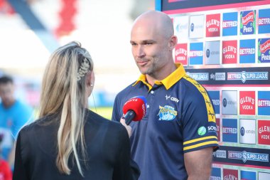 Rohan Smith Head Coach of Leeds Rhinos is interviewed by Sky Sports Jenna Brooks