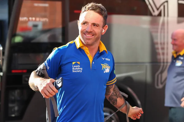 Richie Myler #16 of Leeds Rhinos arrives at Sewell Group Craven Park ahead of this evening fixture
