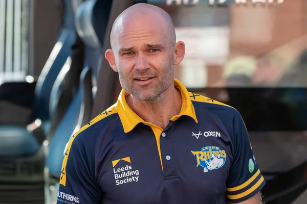 Rohan Smith Head Coach of Leeds Rhinos arrives at The Sewell Group Craven Park Stadium ahead of this evening's game 