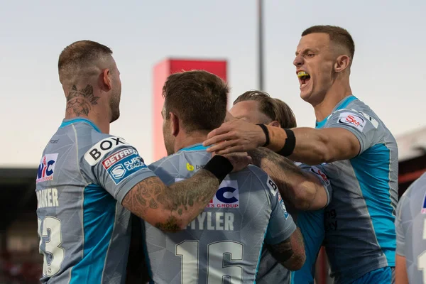 Richie Myler Leeds Rhinos Celebrates His Try Makes Score First — ストック写真