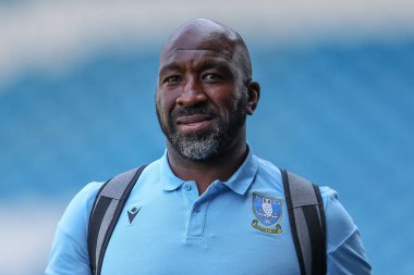 Darren Moore manager of Sheffield Wednesday arrives at the game prior to kick off