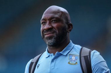 Darren Moore manager of Sheffield Wednesday arrives at the game prior to kick off