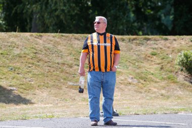 A fan of Hull City outside the MKM stadium
