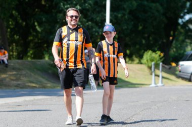 Fans of Hull City arrive for todays game