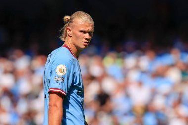 Erling Haaland #9 of Manchester City in action during the game