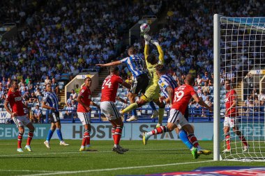 George Byers #14 of Sheffield Wednesday fouls Jojo Wollacott #1 of Charlton Athletic 
