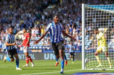 Tyreeq Bakinson #19 of Sheffield Wednesday celebrates his goal to make it 1-0 late in the second half 