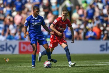 Jamilu Collins #17 of Cardiff City  Under pressure from Jordan James #19 of Birmingham City  