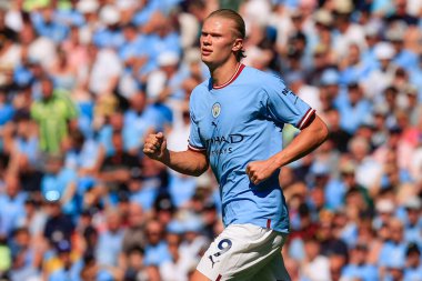 Erling Haaland #9 of Manchester City in action during the game