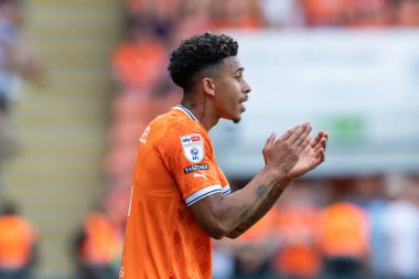Jordan Lawrence-Gabriel #4 of Blackpool encourages his team