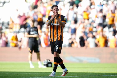 Tobias Figueiredo #6 of Hull City applauds fans after the game