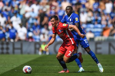 Maxime Colin #2 of Birmingham City  Under pressure from Jamilu Collins #17 of Cardiff City  