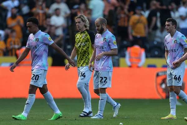 Dejected Norwich players after the final whistle