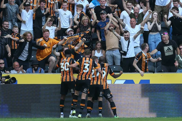 Oscar Estupin Hull City Celebrates His Goal Make — Zdjęcie stockowe