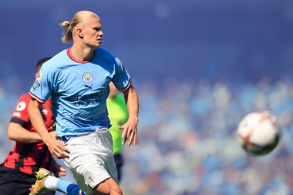 Erling Haaland #9 of Manchester City in action during the game