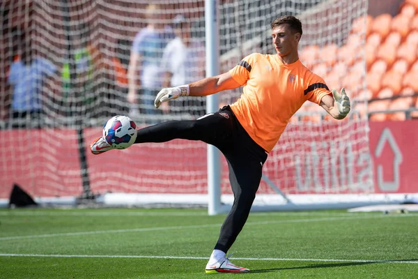 Stuart Moore #13 of Blackpool during the pre-game warmup