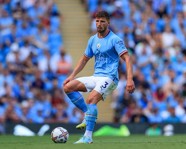 Ruben Dias #3 of Manchester City controls the ball