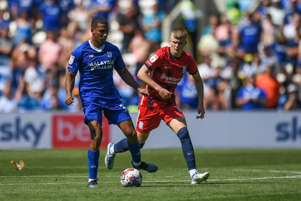 Jamilu Collins #17 of Cardiff City  Under pressure from Jordan James #19 of Birmingham City  