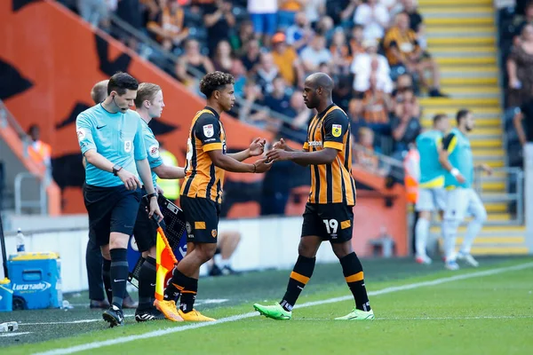 scar Estupin #19 of Hull City comes of for Vaughn Covil #49 of Hull City  