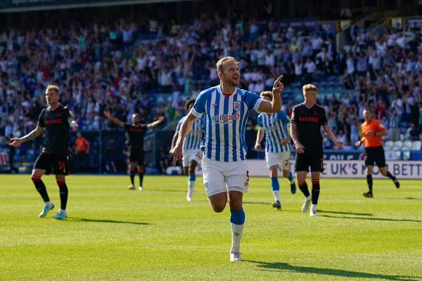 Jordan Rhodes #9 of Huddersfield Town celebrates scoring