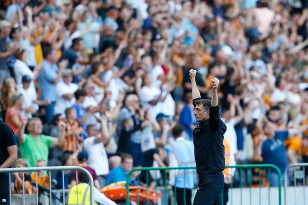 Shota Arveladze Manager Hull City Celebrates His Team Winning Game — Zdjęcie stockowe