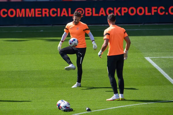 Chris Maxwell Blackpool Controls Ball Pre Game Warmup — Stock Fotó
