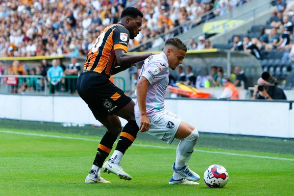 Benjamin Tetteh #30 of Hull City and Max Aarons #2 of Norwich City 