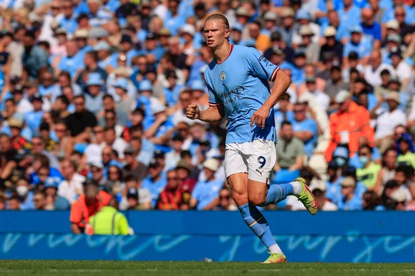 Erling Haaland #9 of Manchester City in action during the game