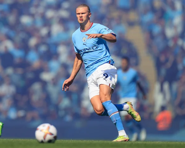 Erling Haaland #9 of Manchester City in action during the game