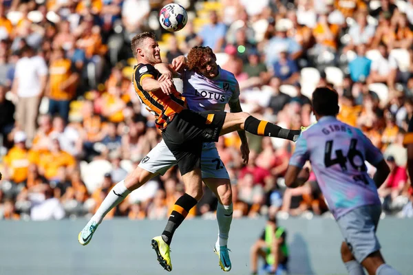 Callum Elder #3 of Hull City attempts a header at goal