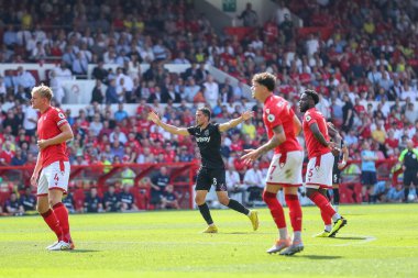 Pablo Fornals #8 of West Ham United thinks he has scored but referee Robert Jones doesnt give it  