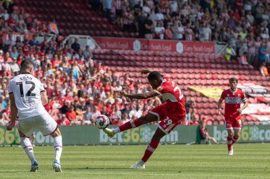 Chuba Akpom #29 of Middlesbrough takes a shot but goes high over the crossbar 
