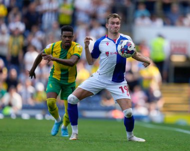 Ryan Hedges #19 of Blackburn Rovers controls the ball