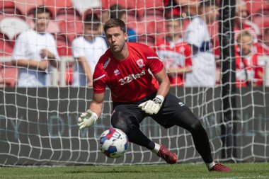 Luke Daniels #28 of Middlesbrough during the pre match warm up 