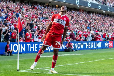 Chuba Akpom #29 of Middlesbrough celebrates his second goal of the game and makes the score 2-2 during the second half 